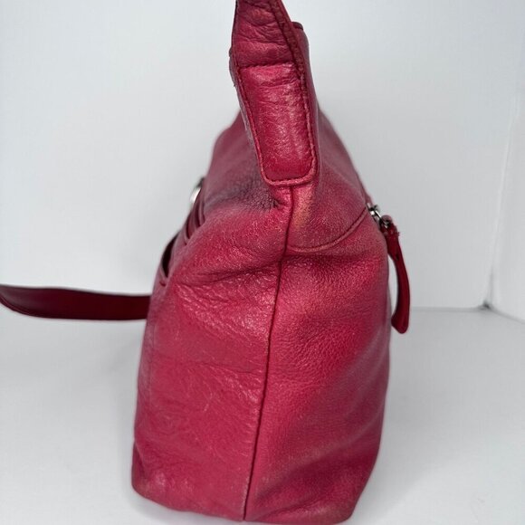Stone and Co Pebbled Red Leather Crossbody Bag Soft Boho Festival 70s 90s y2k - Picture 15 of 16